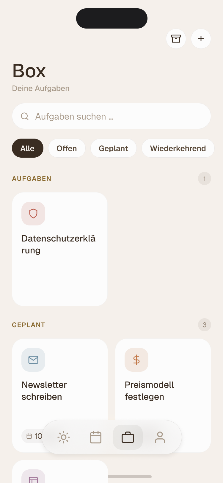 Dayo – Box-Ansicht