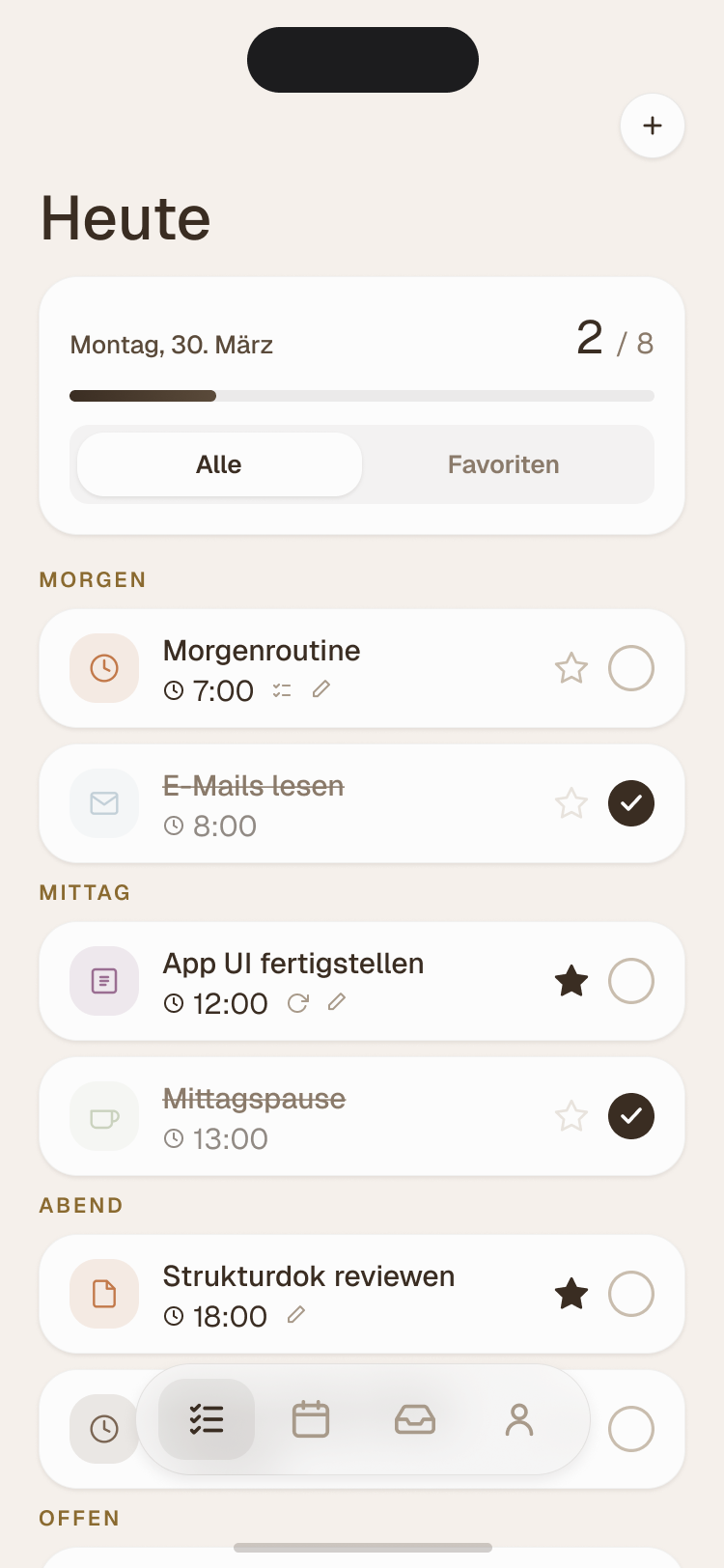 Dayo – Heute-Ansicht