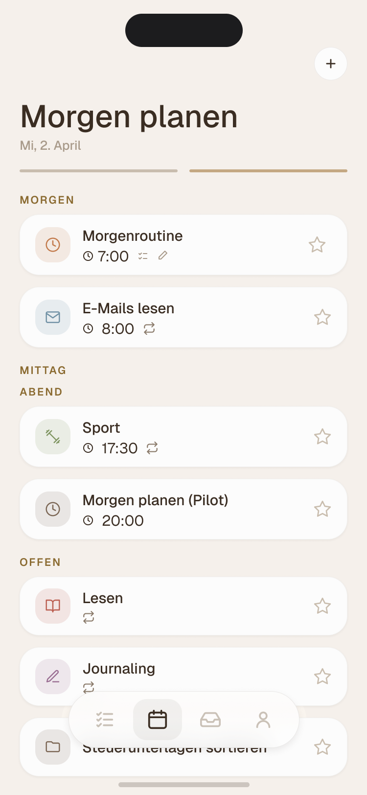 Dayo – Morgen-Planung